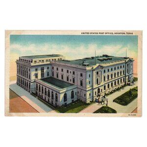Vintage Postcard United States Post Office Houston Texas Linen Era 1930s-1940s